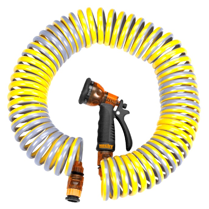 Spiralvannslange med dyse - 15 m