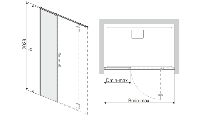 Dusjvegg (forlengelse) Space Line - 8 mm glass Dusjvegg (forlengelse) Space Line - 8 mm glass