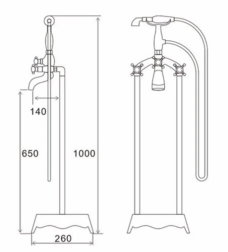 Frittstående badekarbatteri L007 - Krom Frittstående badekarbatteri L007 - Krom