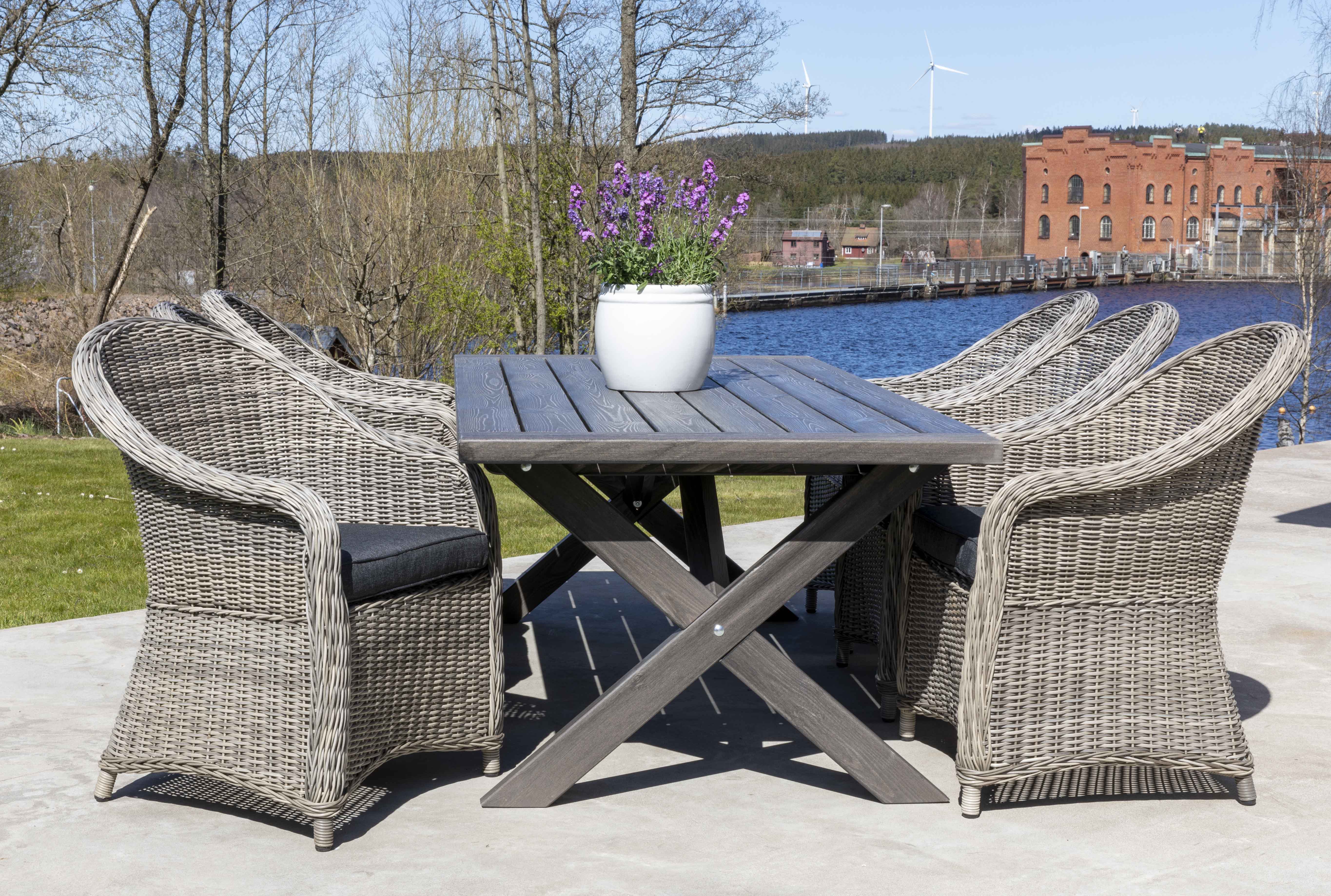 Oxford utespisegruppe 220 cm - Gr� kunstrotting