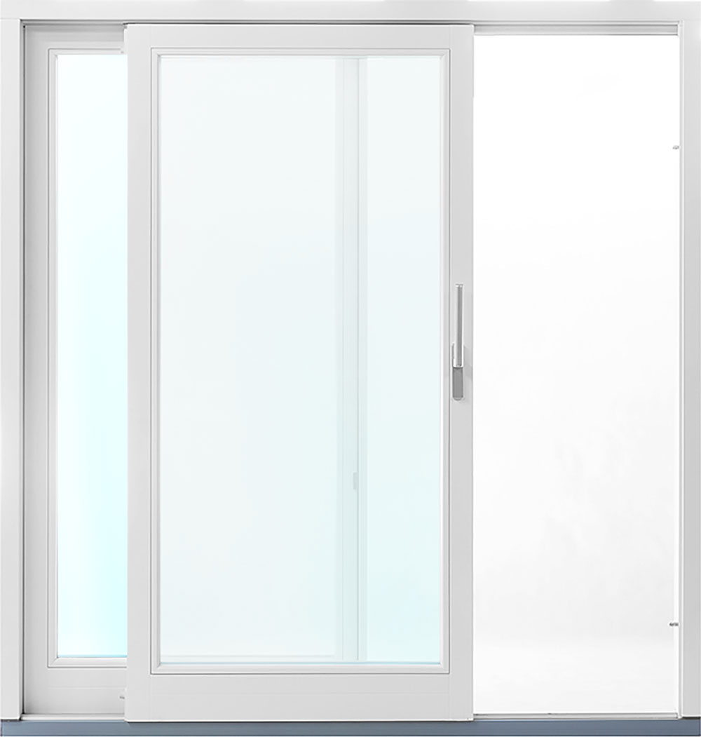 2-delt fasadeparti i aluminium med skyvedører - 3-lags glass + Ramme ermer 2-delt fasadeparti i aluminium med skyvedører - 3-lags glass + Ramme ermer