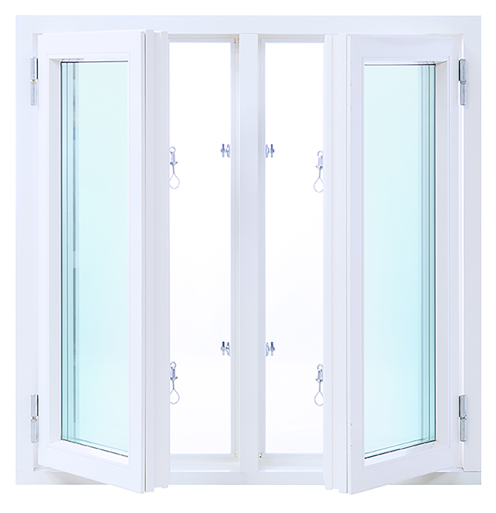 Vindu Aluminium/Tre 3-Lags Sidehengslet - 2-rams - U-verdi 1,1 + Drivreim