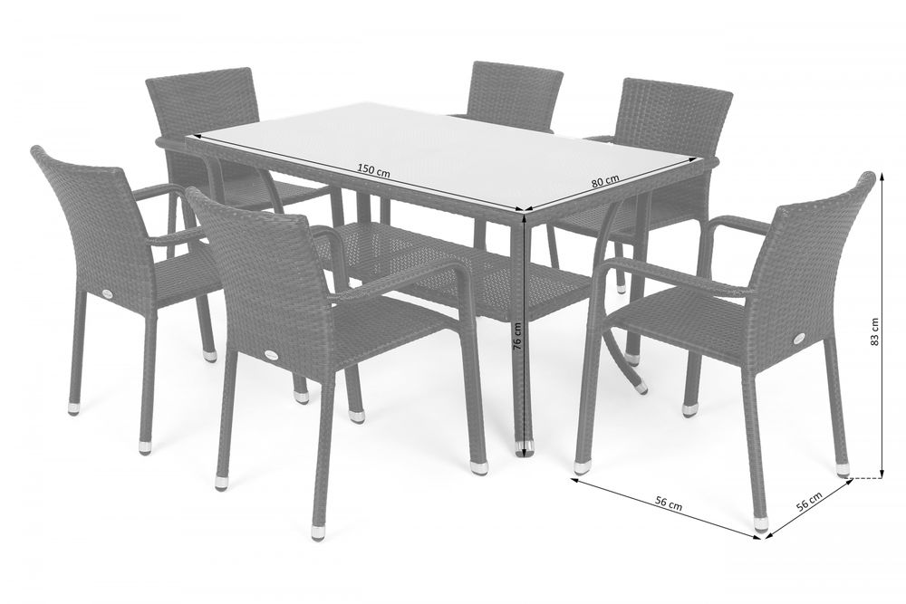 Spisegruppe Sumba bord + 6 stoler - Brun Spisegruppe Sumba bord + 6 stoler - Brun