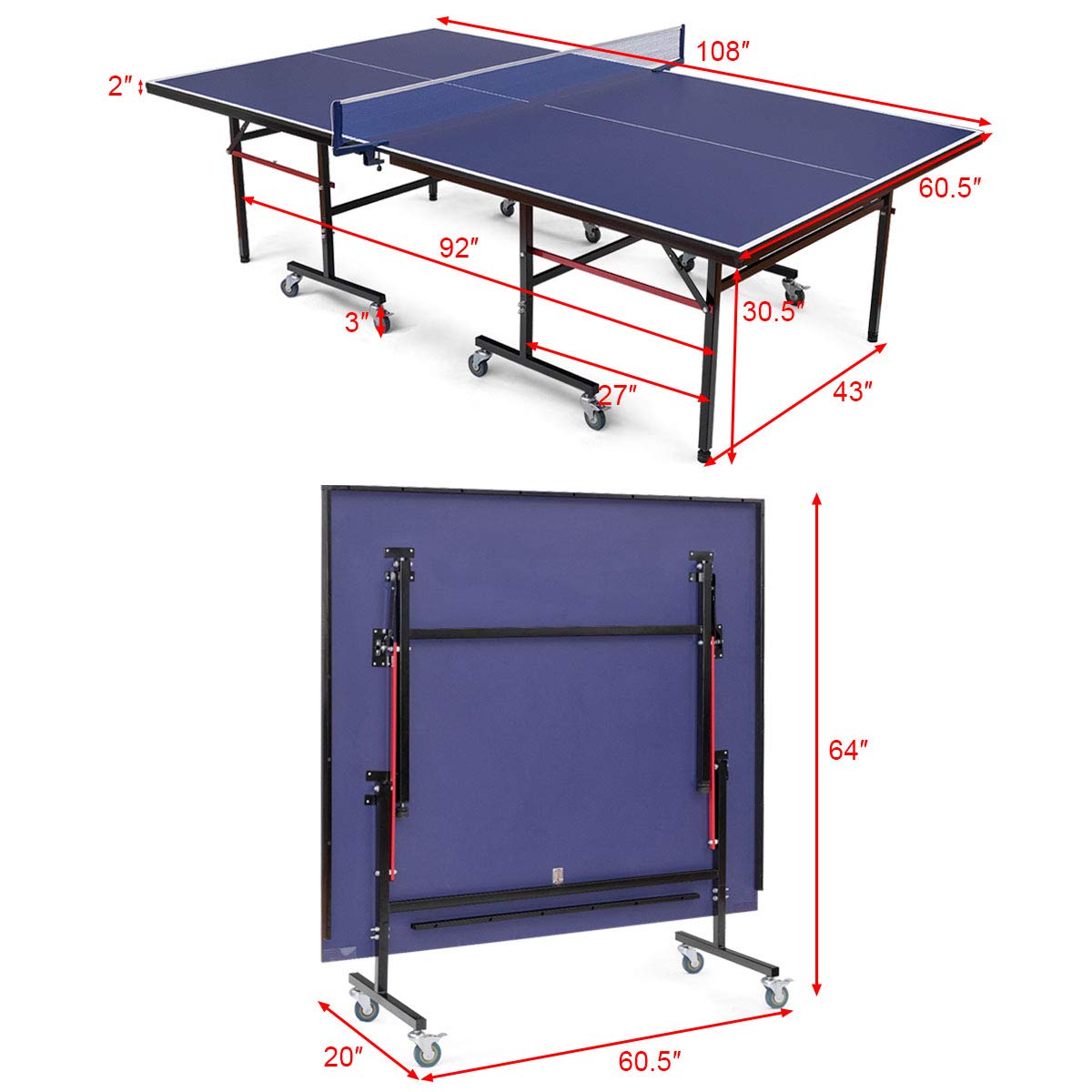 Bordtennisbord - Sammenleggbart Bordtennisbord - Sammenleggbart