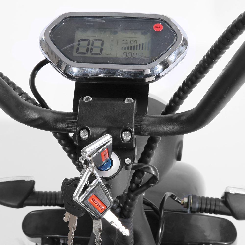 Elscooter Trehjulssykkel - Svart 2000W + L�s kjede
