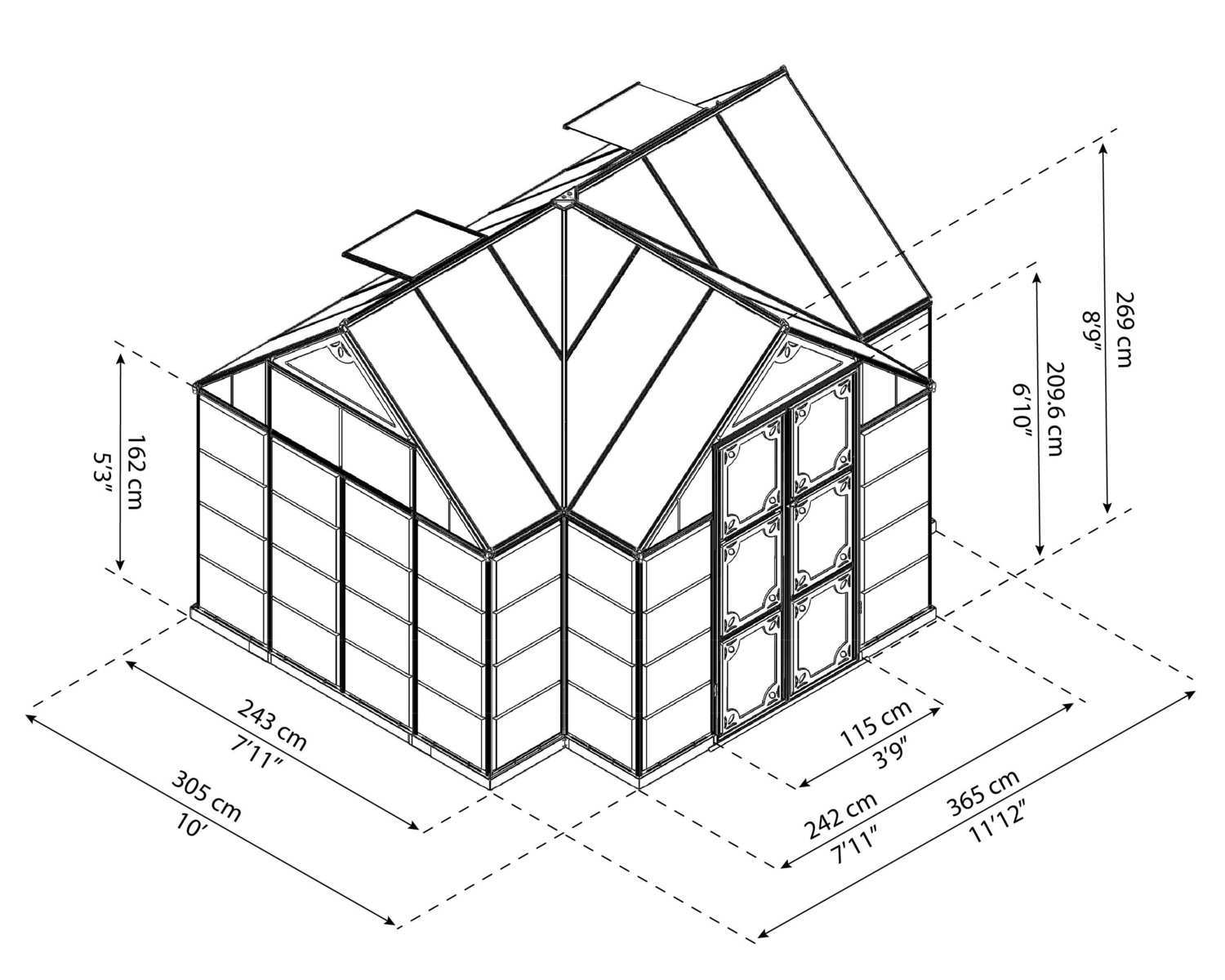 Victory Orangery drivhus 10,2 m² + Drivhusrengjøring Victory Orangery drivhus 10,2 m² + Drivhusrengjøring