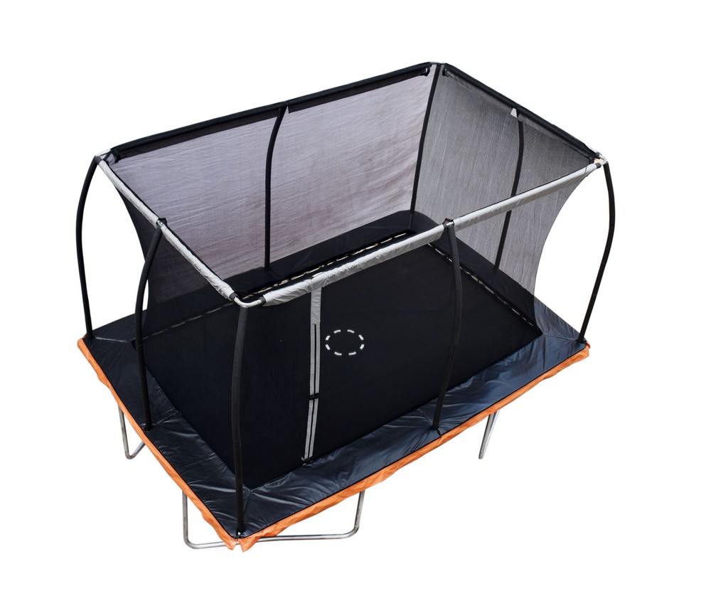 Rektangul�r trampoline med sikkerhetsnett - 366 x 244 cm + Stige til trampoline