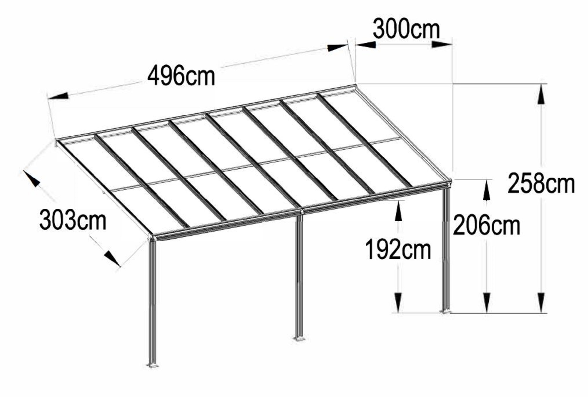Terrassetak Jim - Gr� - 300 x 495 cm