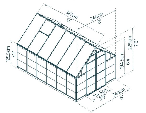 Balance drivhus, sølv - 8,8 m² + Drivhusrengjøring Balance drivhus, sølv - 8,8 m² + Drivhusrengjøring