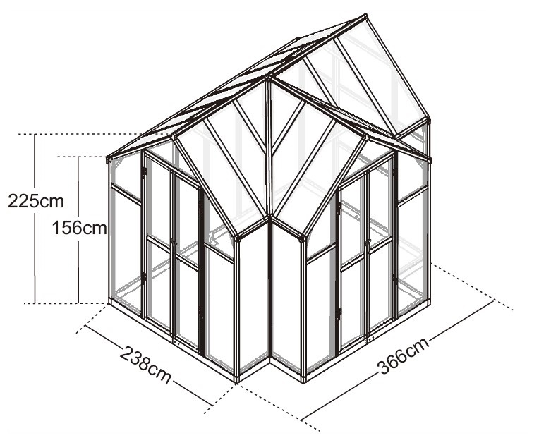 Drivhus Hyperion 10,2 m� - Svart