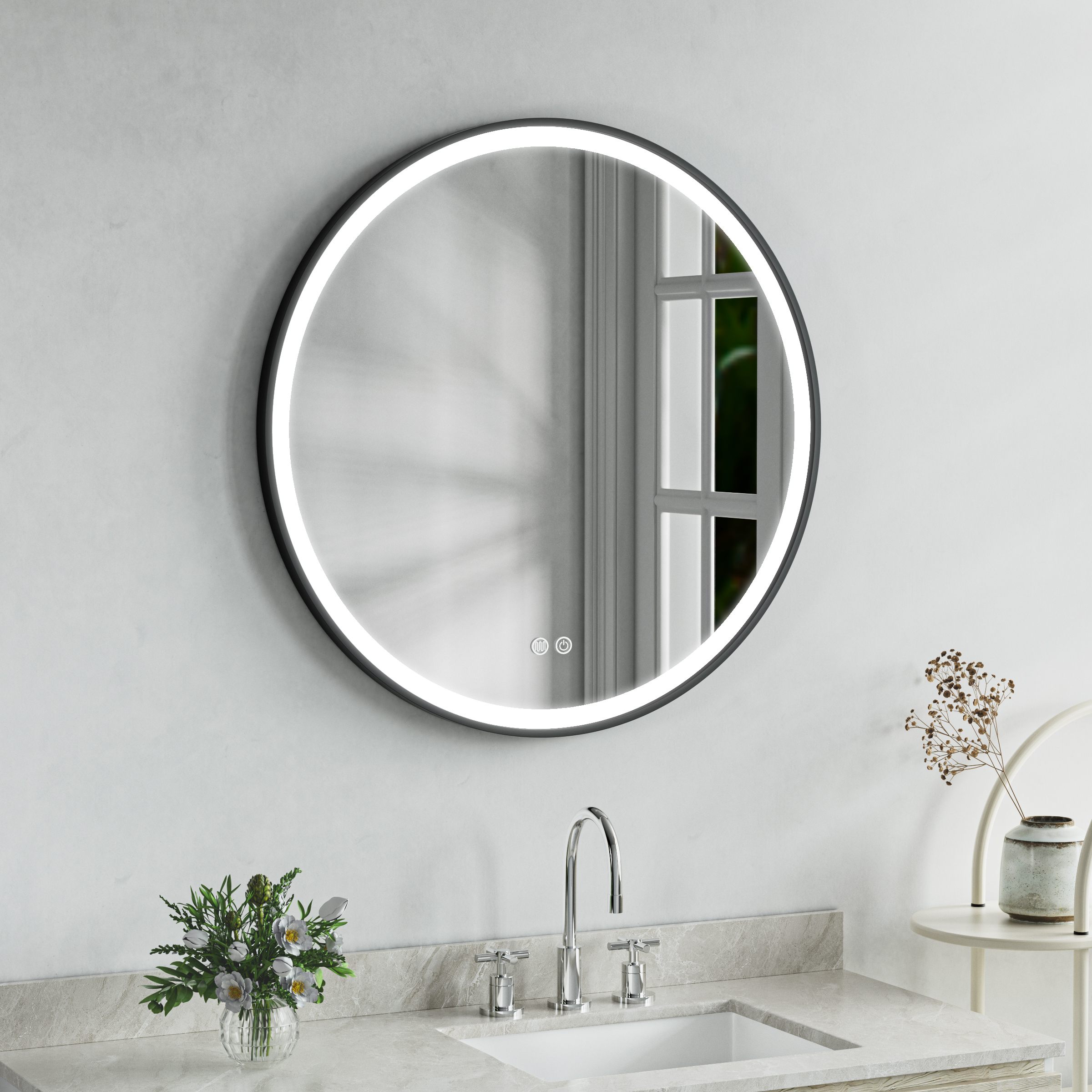 Baderomsspeil Luna med dimbart lys - 80 cm