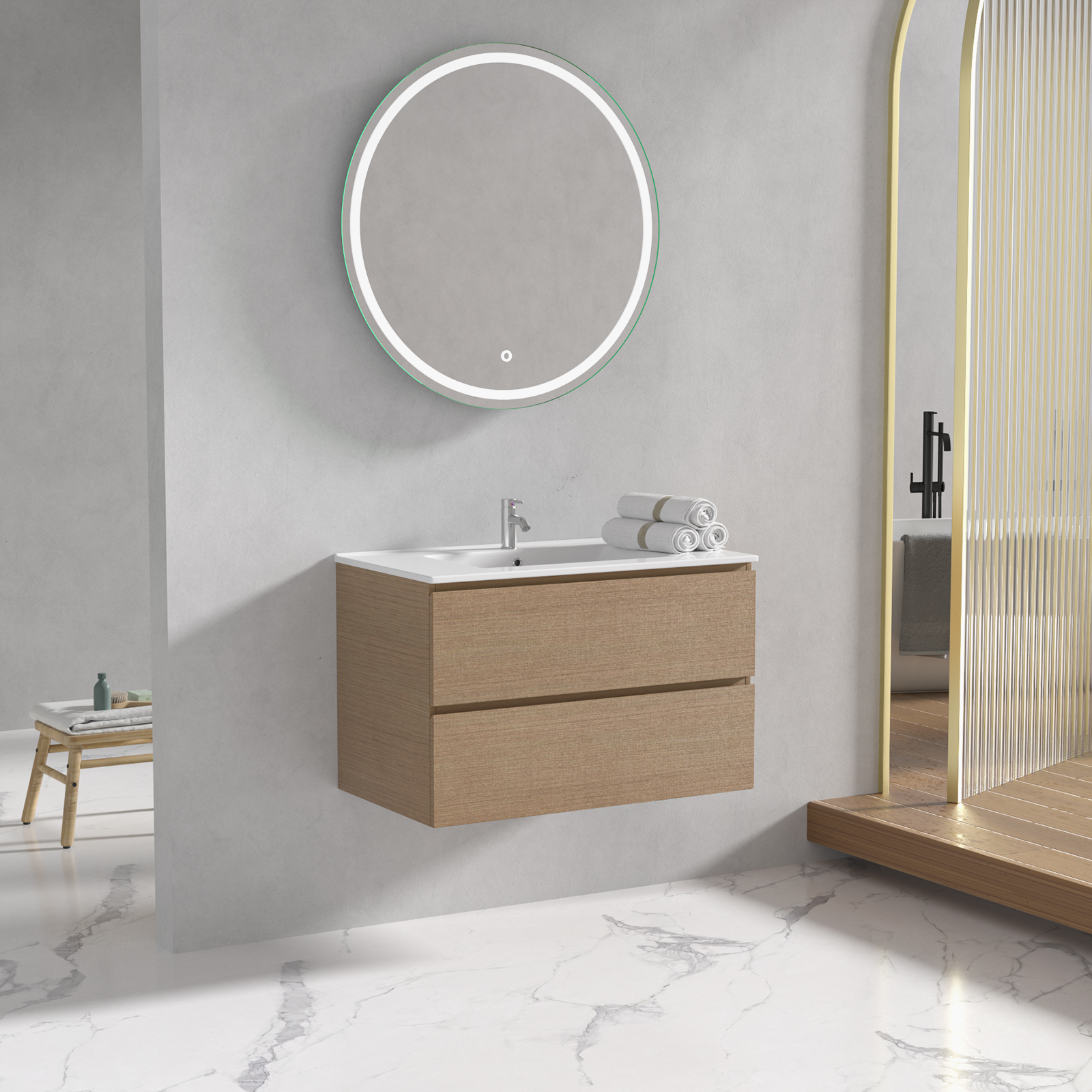 Baderomsmøbler Milan 80 cm - Lyst tre Baderomsmøbler Milan 80 cm - Lyst tre