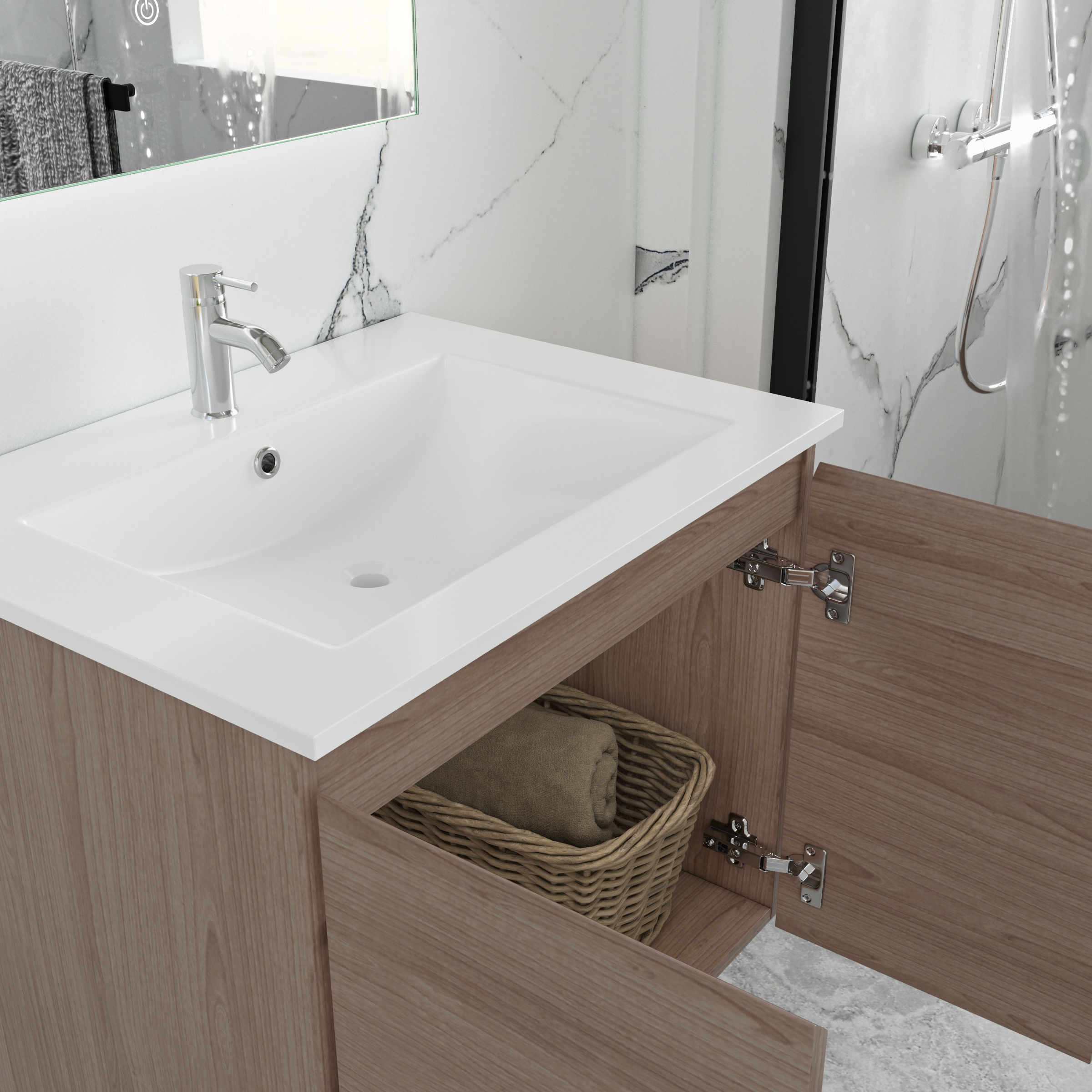 Baderomsm�bler Stockholm 60 cm - M�rk treimitasjon