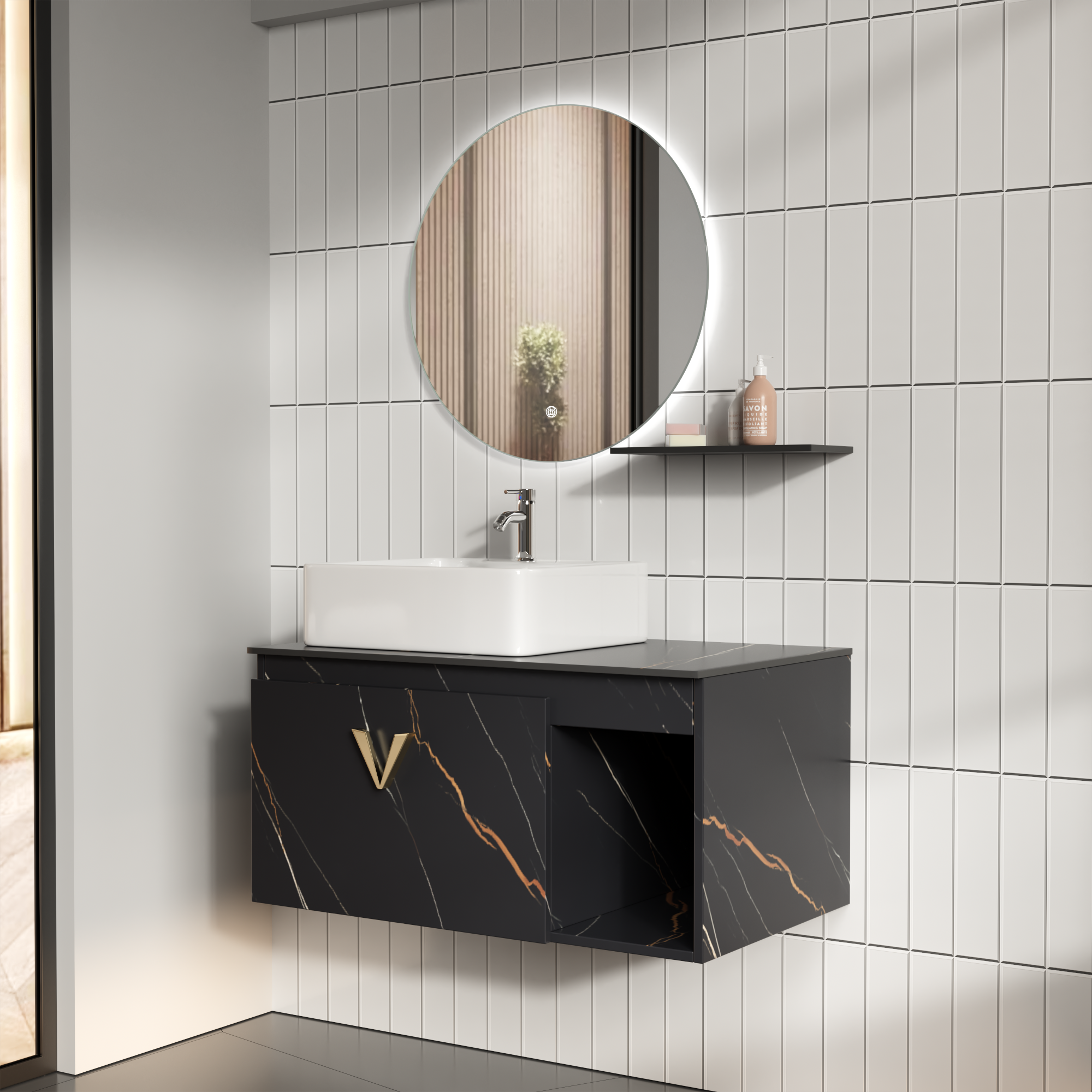 Baderomsm�bler Luxe - Gr� & Messing