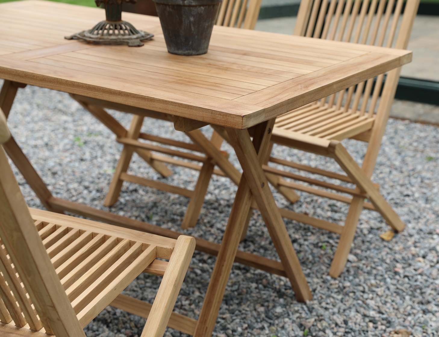 Salt� uteservering gruppe spisebord 120x70 cm med 4 Salt� spisestuestoler - Teak