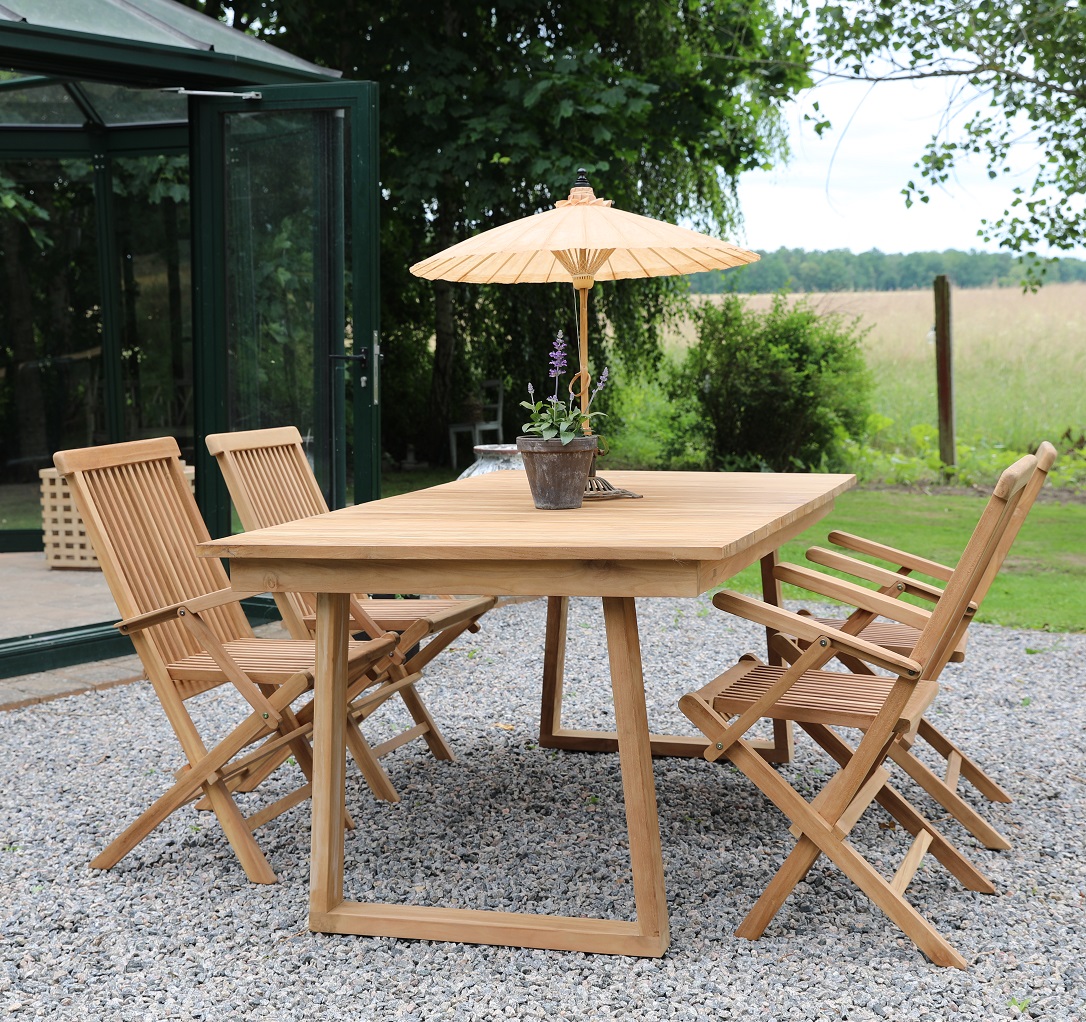 Salt� uteservering spisebord 180x100 cm med 4 Salt� lenestoler - Teak