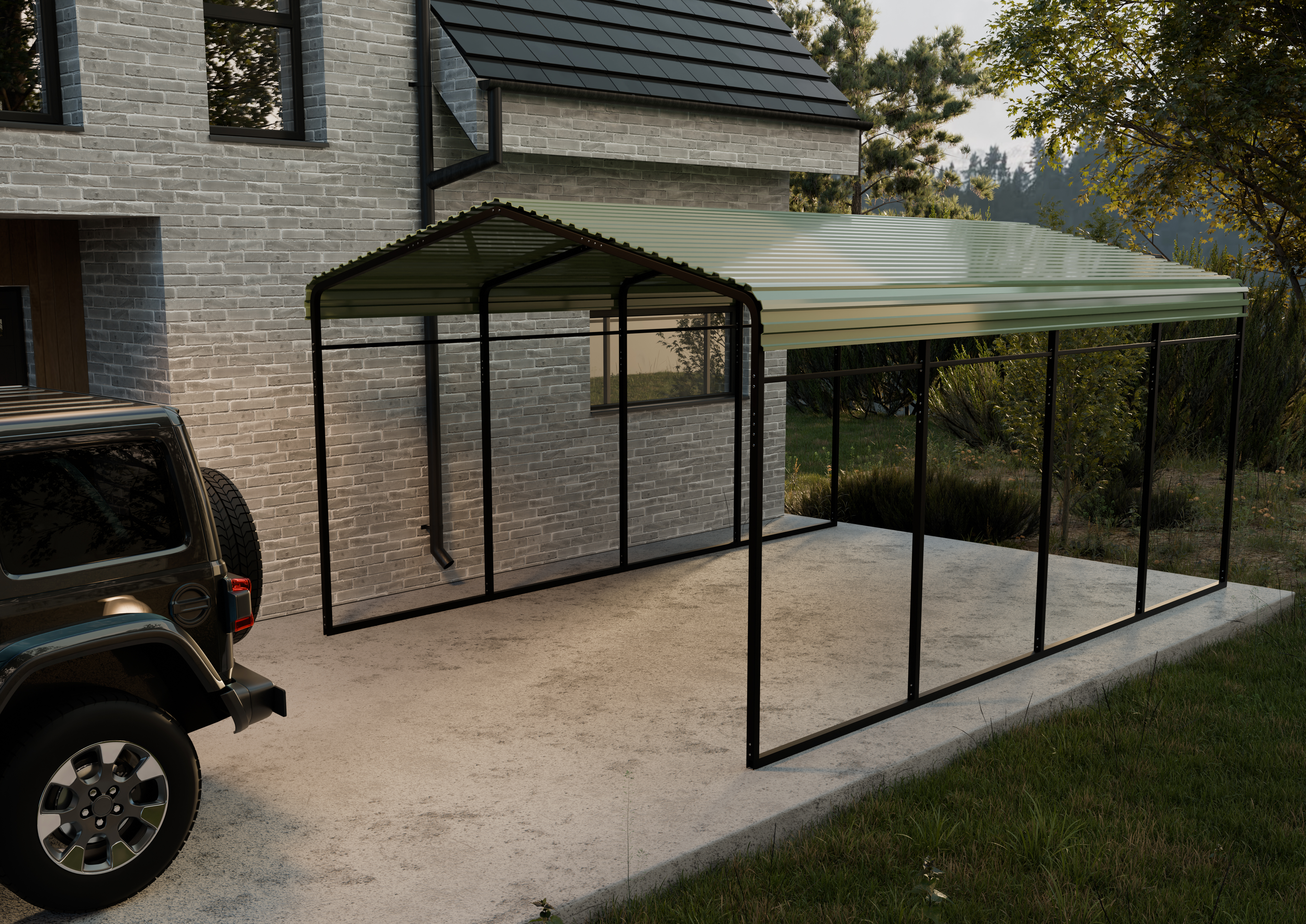 Carport med metallramme og fargeplate Carport med metallramme og fargeplate