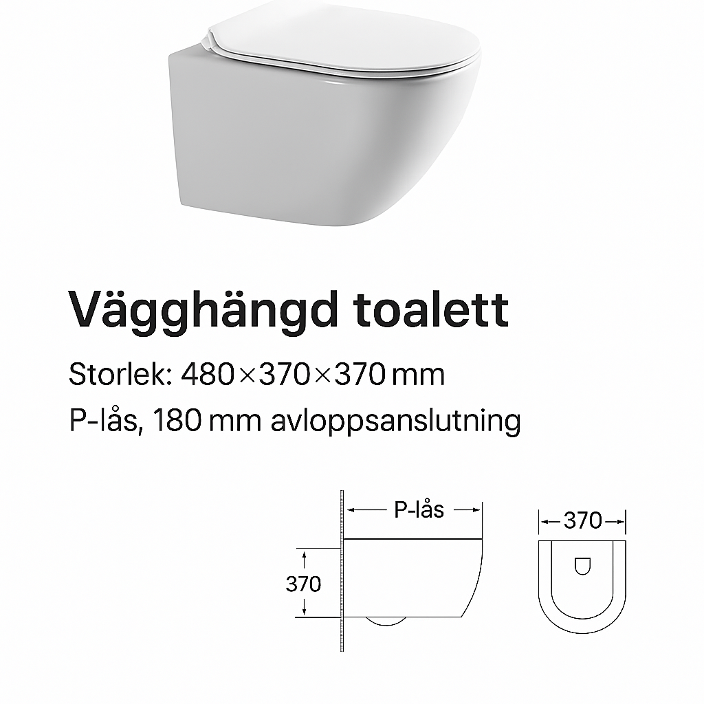 Vegghengt toalettsete - 48x37x37 cm