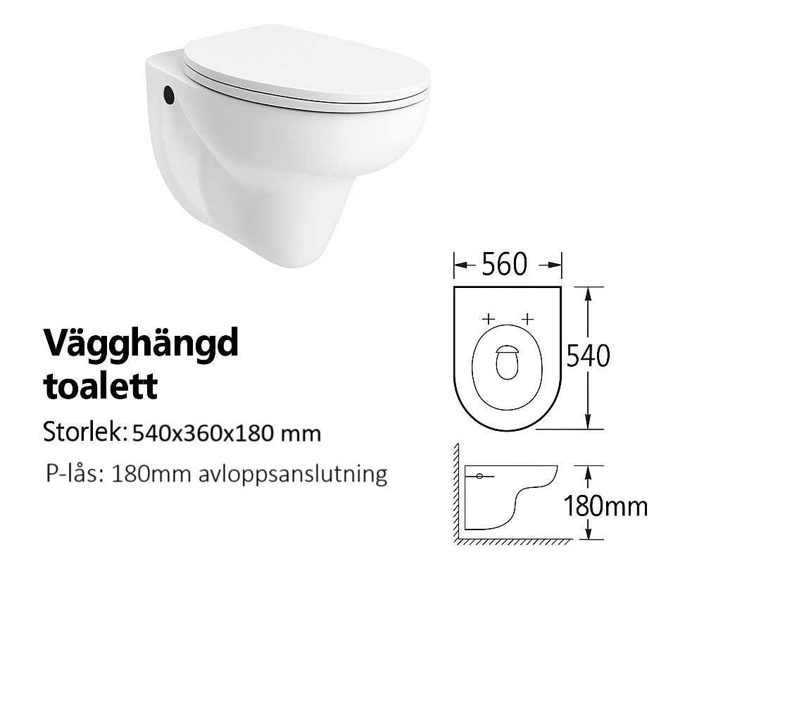 Vegghengt toalett Lind - Hvit Vegghengt toalett Lind - Hvit