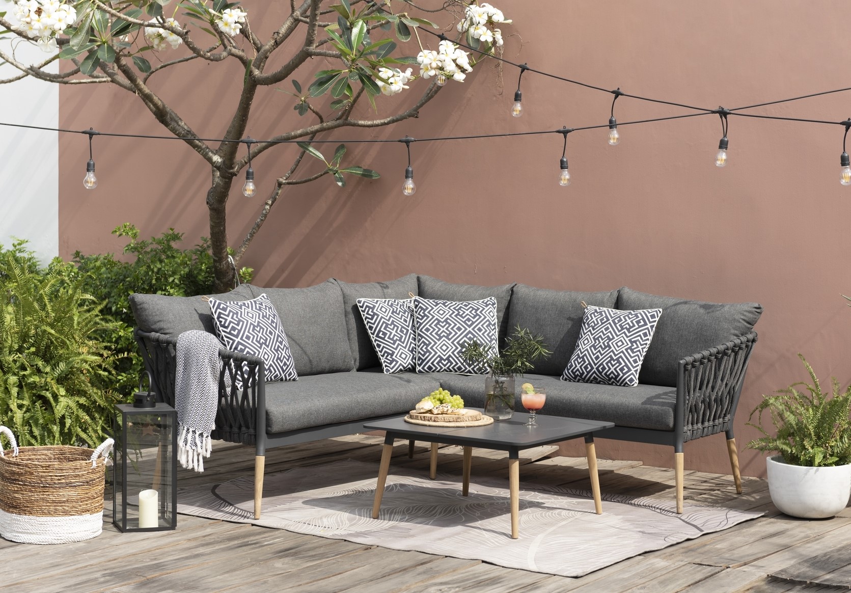Utend�rs loungegruppe hj�rnesofa Ipanema gr� - Lifestyle Garden