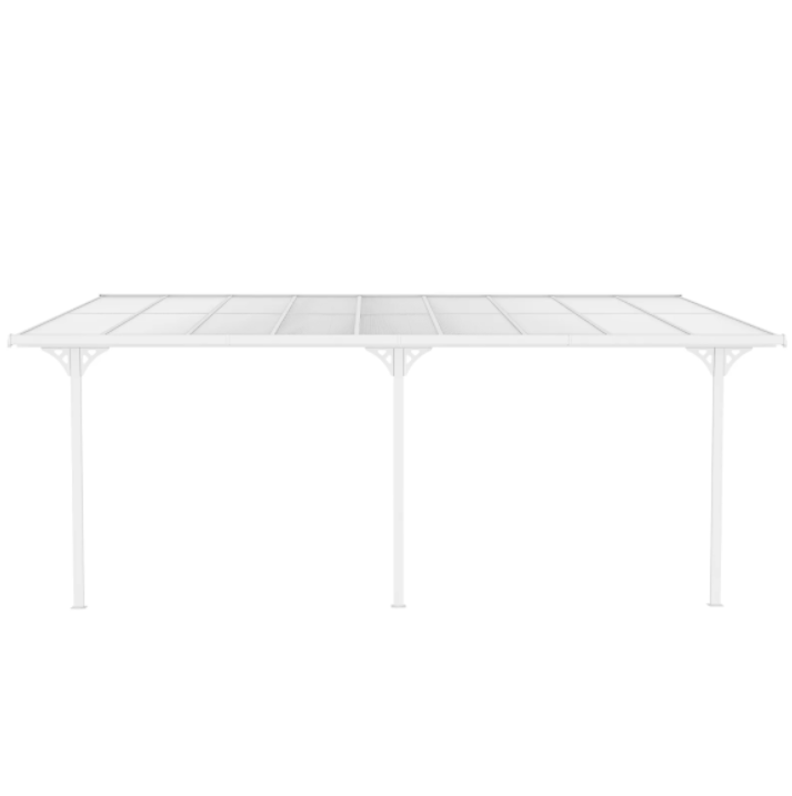 Balkongtak 5,6x2,5 m | Aluminiumsramme med UV-beskyttet kanalplast | Hvit