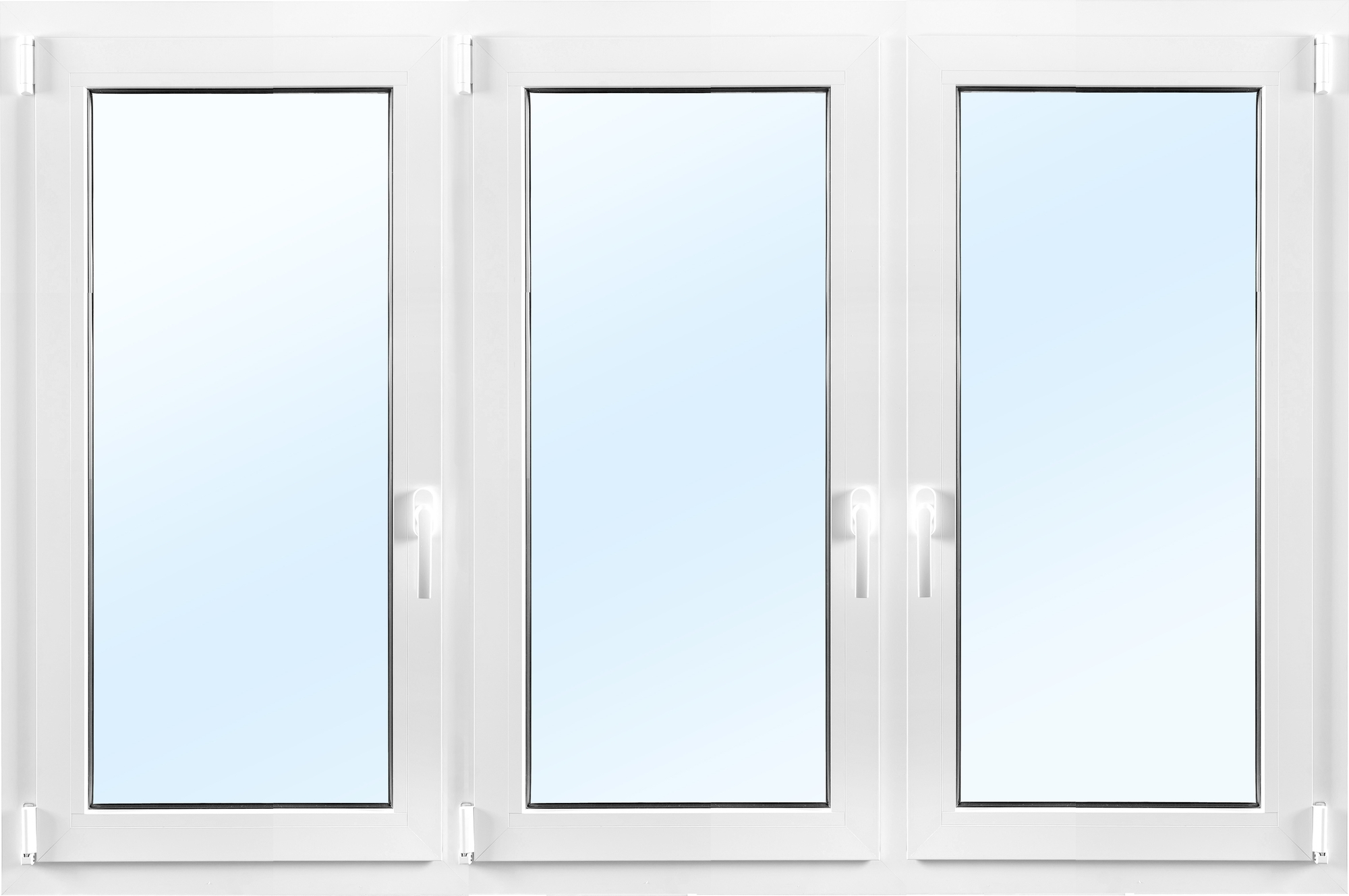 Vindu PVC Sidehengslet 2-Lags - 3-Rams Innadslående Vindu PVC Sidehengslet 2-Lags - 3-Rams Innadslående
