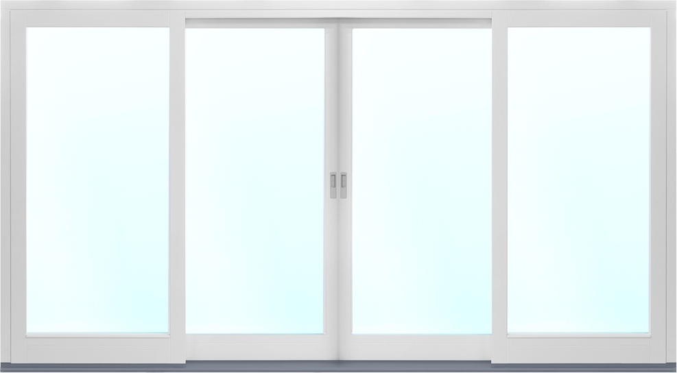 4-delt fasadeparti i aluminium med skyvedører - 3-lags glass + Ramme ermer 4-delt fasadeparti i aluminium med skyvedører - 3-lags glass + Ramme ermer