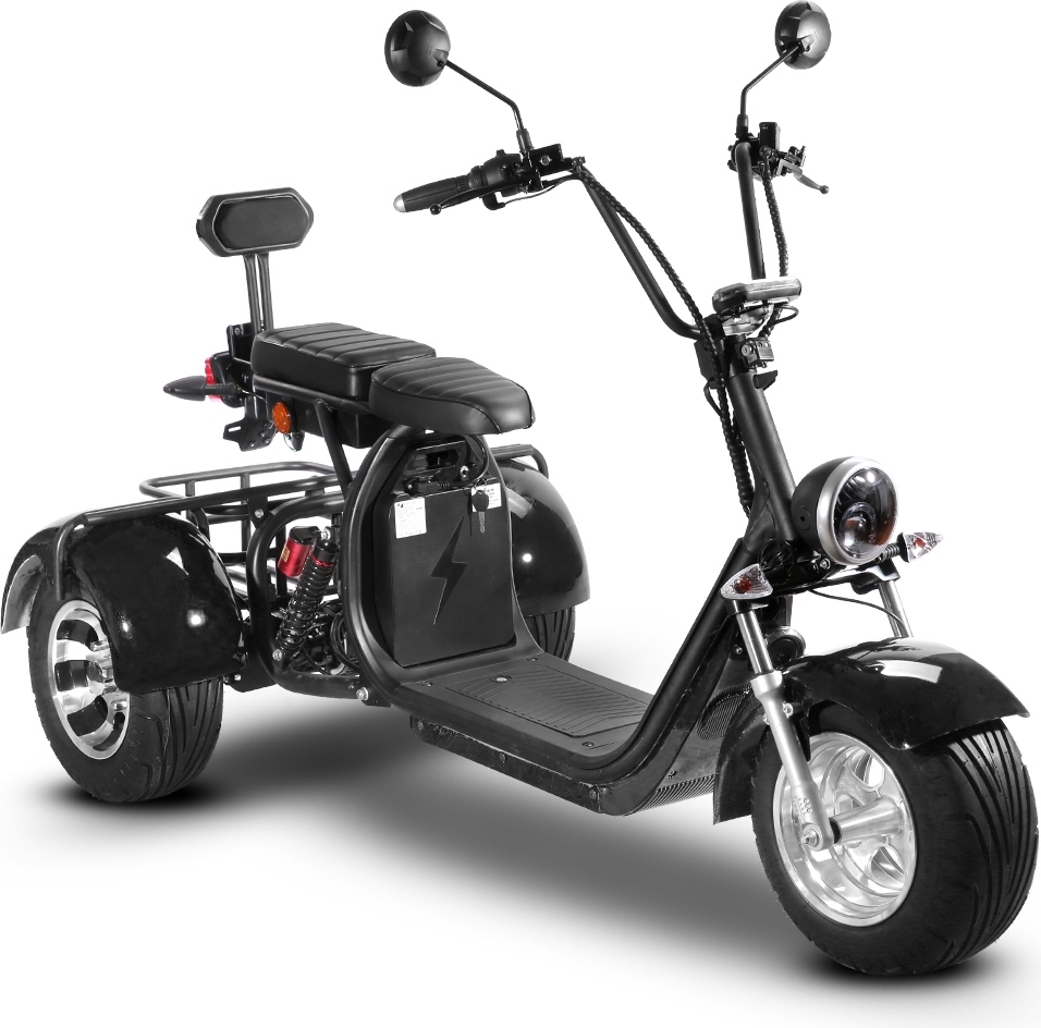 Elscooter Trehjulssykkel - Svart 2000W + L�s kjede