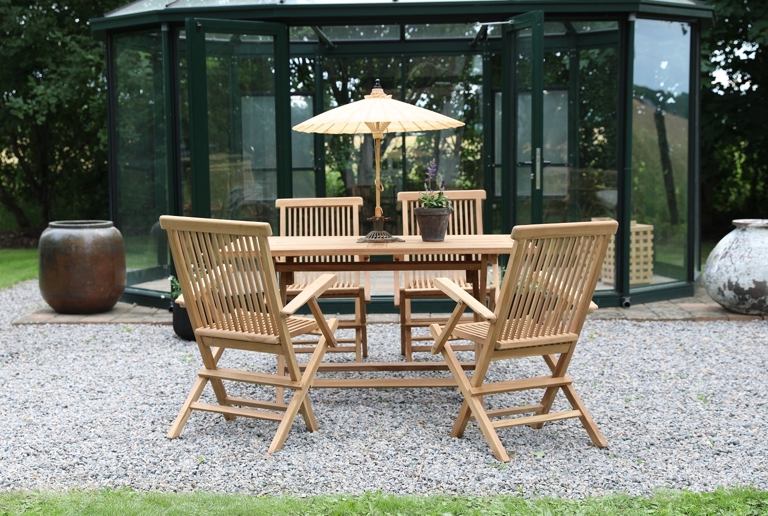 Salt� uteservering spisebord 120x70 cm med 4 Salt� lenestoler - Teak