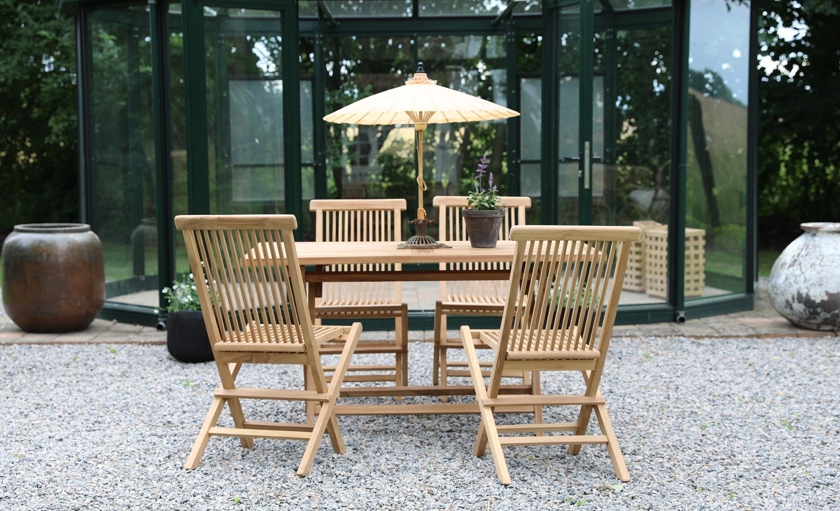 Salt� uteservering gruppe spisebord 120x70 cm med 4 Salt� spisestuestoler - Teak