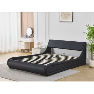 Sengeramme med oppbevaring - 160 x 200 cm - Svart kunstskinn Sengeramme med oppbevaring - 160 x 200 cm - Svart kunstskinn
