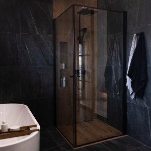 Dusjkabinett 100x100cm | Aluminium og sikkerhetsglass | Svart ramme Dusjkabinett 100x100cm | Aluminium og sikkerhetsglass | Svart ramme