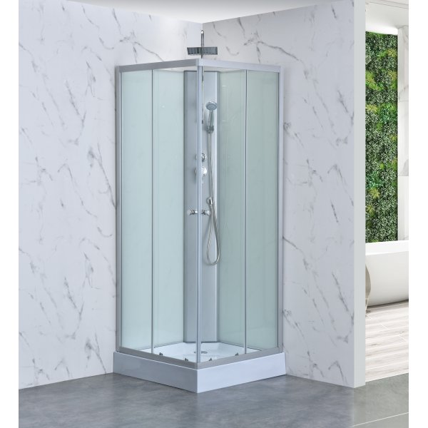 Dusjkabinett - Aether 90 | 90�90 cm | Hvitt glass og massasjefunksjon