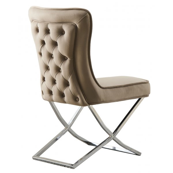 Stol med kromben - beige fl�yel - Luksus