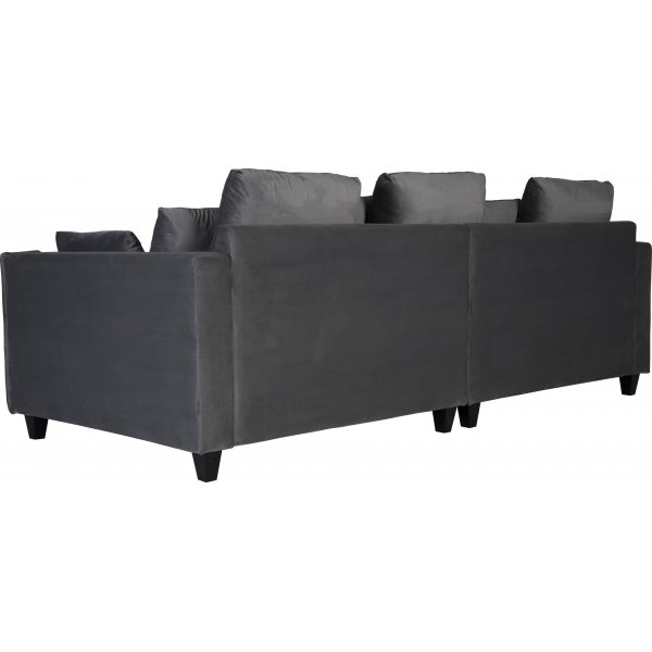 Sofa 250 cm bred mørkegrå fløyel 114 cm dyp Sofa 250 cm bred mørkegrå fløyel 114 cm dyp