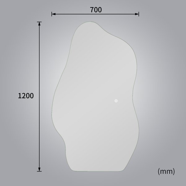 Stort speil 120x70 cm | LED-belysning med dimmer | Bianca