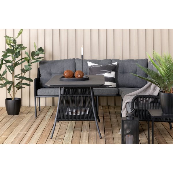 Hj�rnesofa svart med gr� puter - Berlin