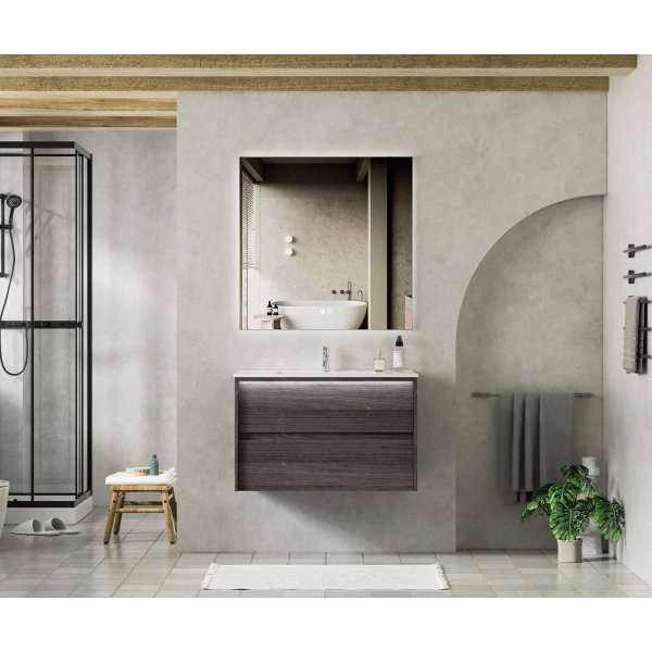 Baderomspakke - Monaco | Myktlukkende skuffer og LED-speil | 80 cm