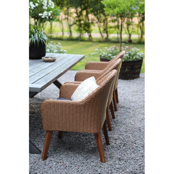 Oxford utegruppe, grtt bord 220 cm inkl. 6 stk. valetta naturfargede spisestoler + Tekstilimpregnering for utembler