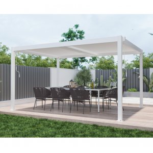 Pergola | Åpningsbart spaltetak | 4x3 | Hvit Pergola | Åpningsbart spaltetak | 4x3 | Hvit
