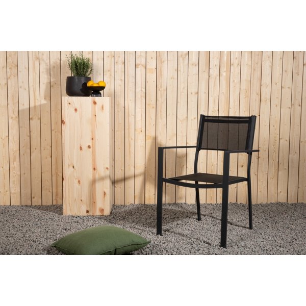Chania stabelbar utendrs spisestuestol - Svart + Tekstilimpregnering for utembler