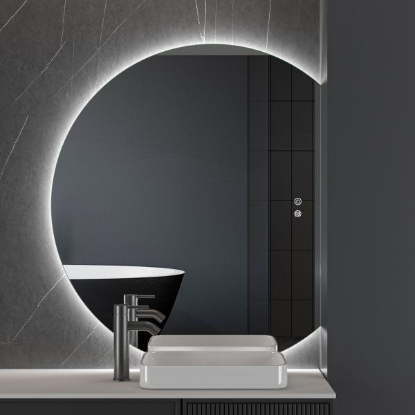 Rundt speil Ferrera med LED-belysning