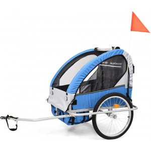 Sykkelvogn/joggevogn med støtdempere - Blå + Lås kjede Sykkelvogn/joggevogn med støtdempere - Blå + Lås kjede