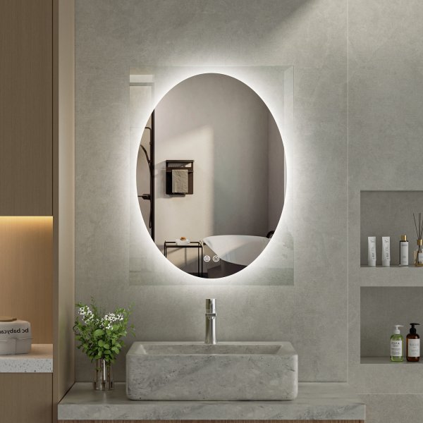 Speil - Benevento | Ovalt | LED-belysning, dimbar og antidugg