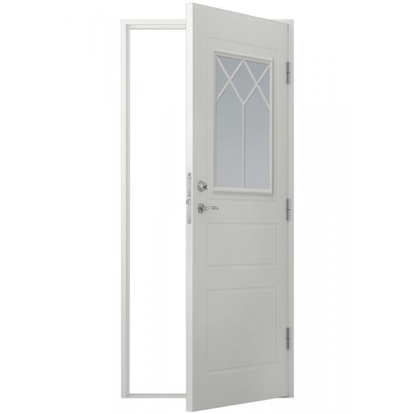 Oppdals ytterdr med vindu - klart glass + Karmskruepakke