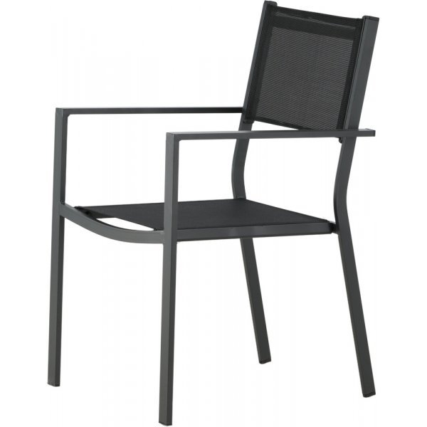 Matvaregruppen i Chania; 6 Copacabana-stoler med spisebord 205 x 90 cm - Svart/natur + Tekstilimpregnering for utembler