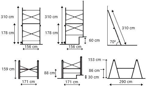 Multistige med arbeidsplattform - Flerbyggsplattform 3,1 m Multistige med arbeidsplattform - Flerbyggsplattform 3,1 m