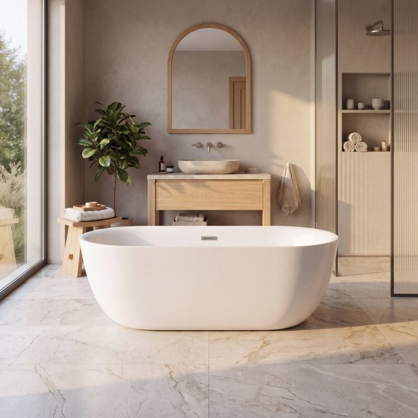 Badekar hvit akryl 120x65x58 cm - desember