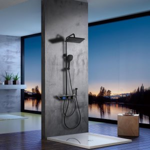 Dusjsett i taket med LED-display | Svart Dusjsett i taket med LED-display | Svart