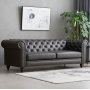 Sofa Chesterfield 3-seter 219 cm - m�rkebrun PU